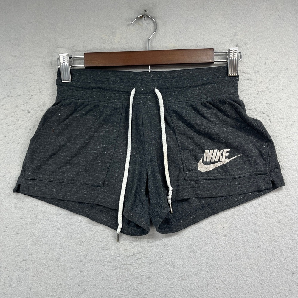 Nike Gym Vintage Shorts Womens XS Black Heather Sports Fleece Casual Loungewear